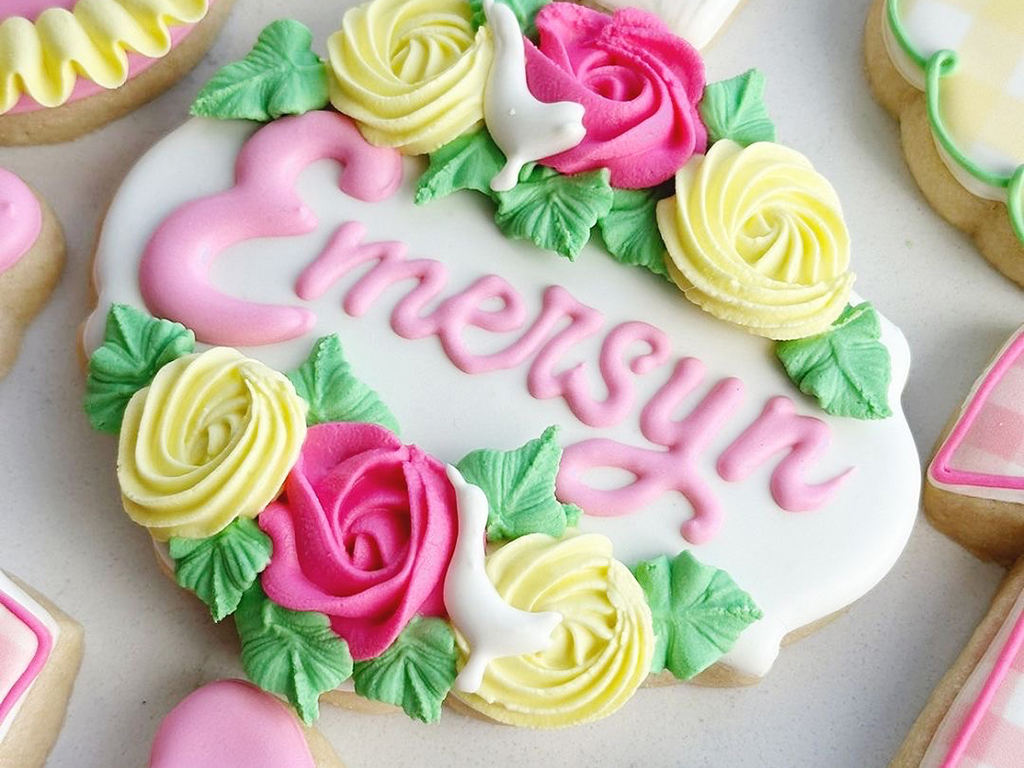 Birthday Flowers with name Plaque